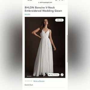 BHLDN Bonaire V-Neck Embroidered Wedding Gown
